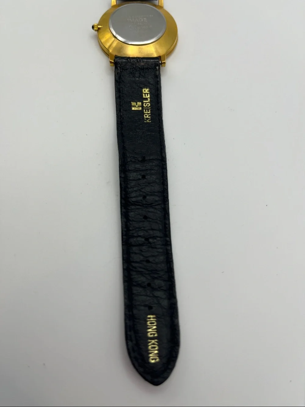 Men's Pacific Pride Gold Case Black Leather Strap Watch